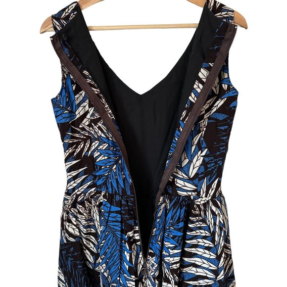 Tropical Palm Print Maxi Dress  African Wax Print Sleeveless V Neck Pockets XS - Picture 4 of 16